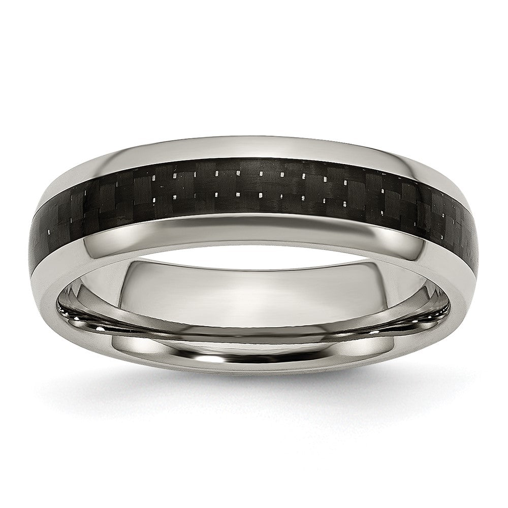 Chisel Titanium Polished with Black Carbon Fiber Inlay 6mm Band