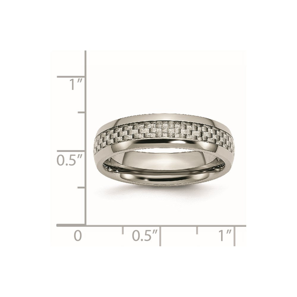 Chisel Titanium Polished with Grey Carbon Fiber Inlay 6mm Band
