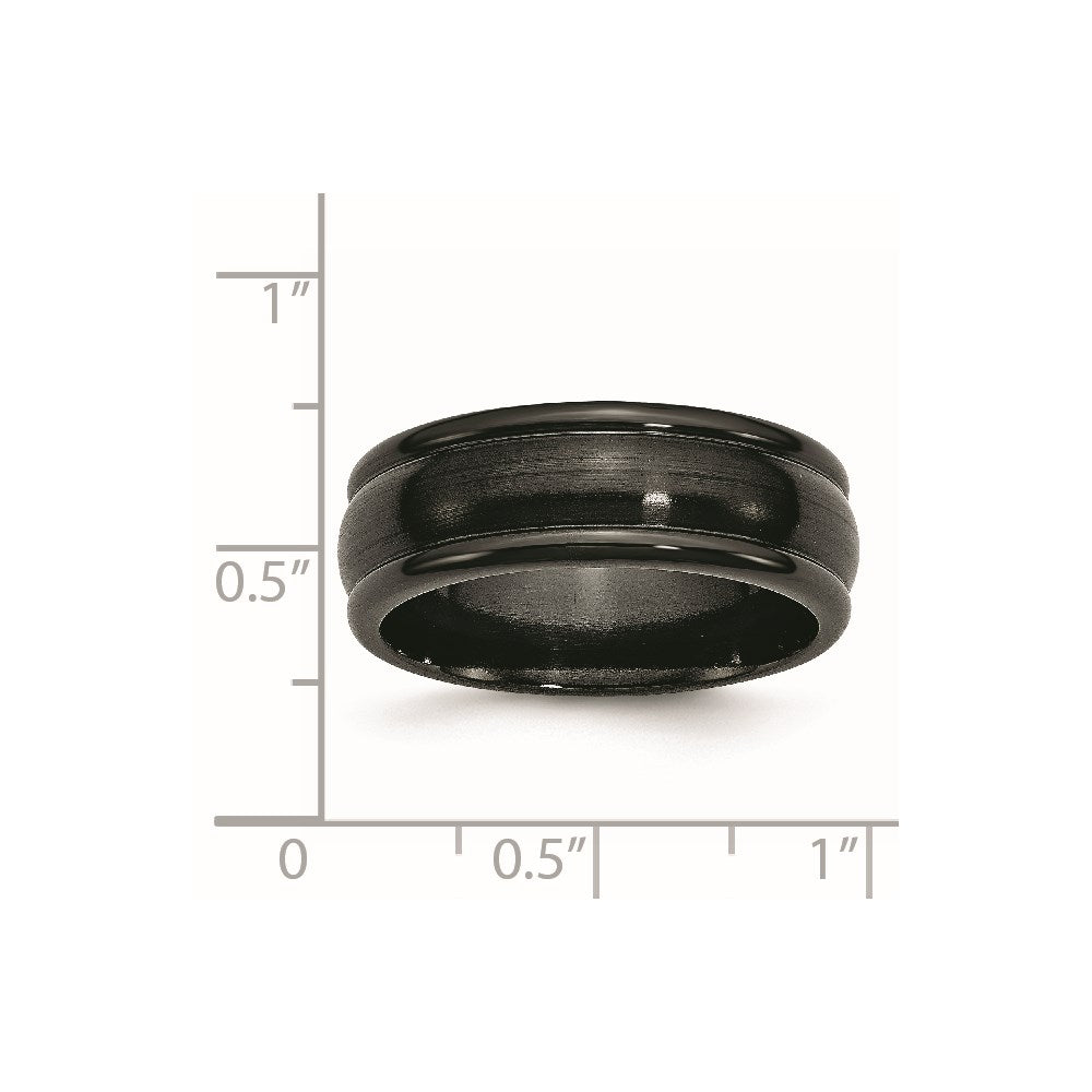 Titanium Black Ti Brushed and Polished Domed 8mm Band