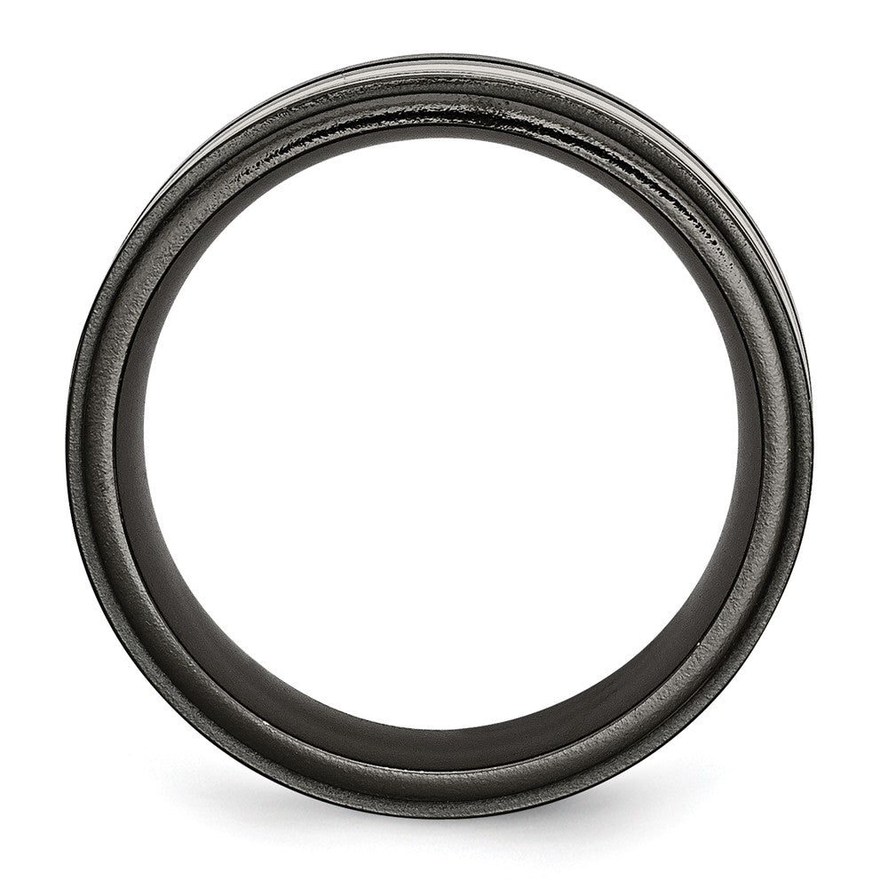 Titanium Black Ti with/Sterling Silver Inlay Blue Anodized 10mm Band