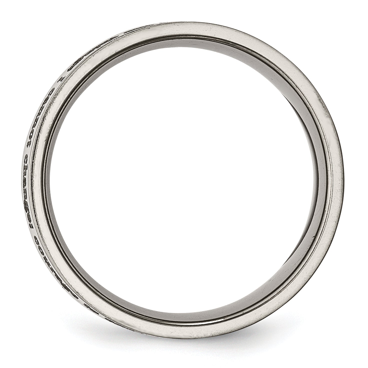 Chisel Titanium Polished Serenity Prayer Laser Design 8mm Flat Band