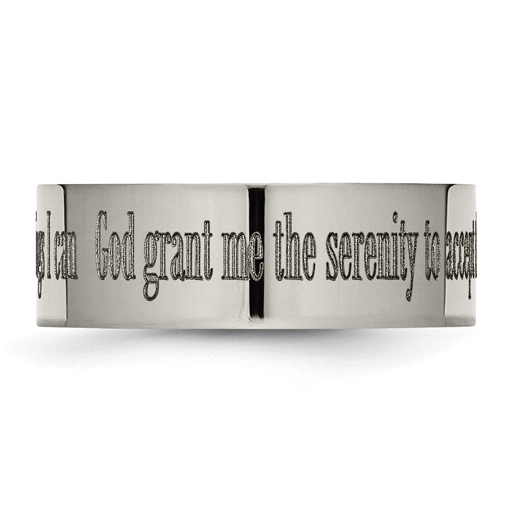 Chisel Titanium Polished Serenity Prayer Laser Design 8mm Flat Band