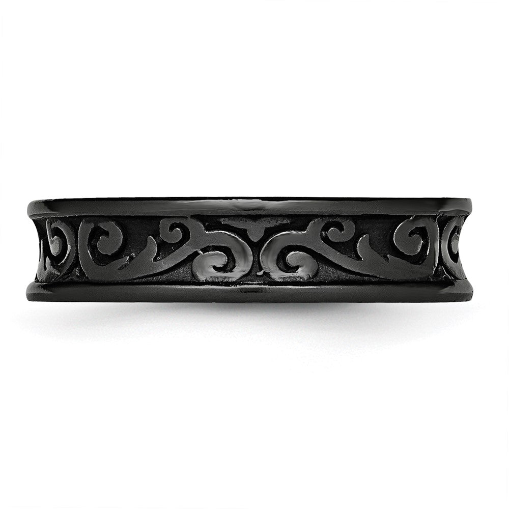 Titanium Black Ti Concave 6mm Polished Band