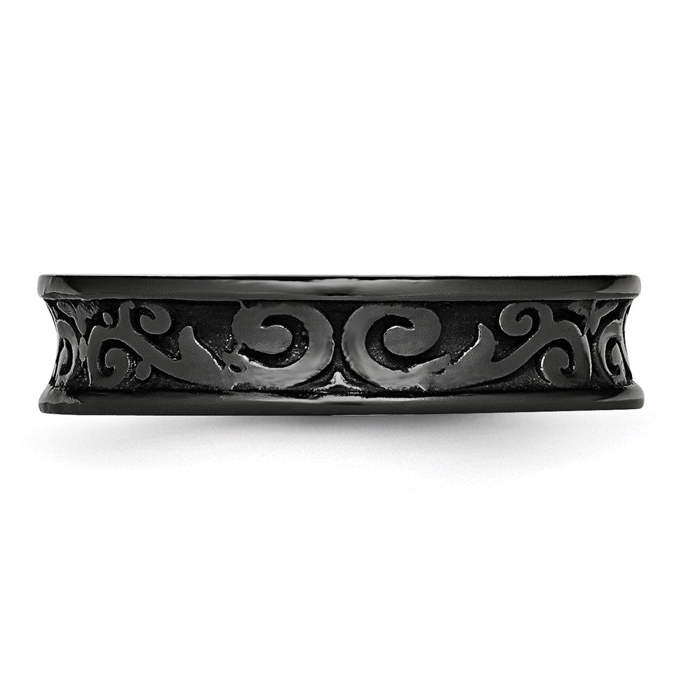 Titanium Black Ti Concave 6mm Polished Band