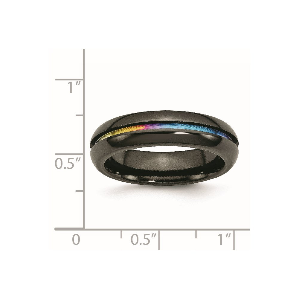 Titanium Black Ti Polished Rainbow Anodized 6mm Band