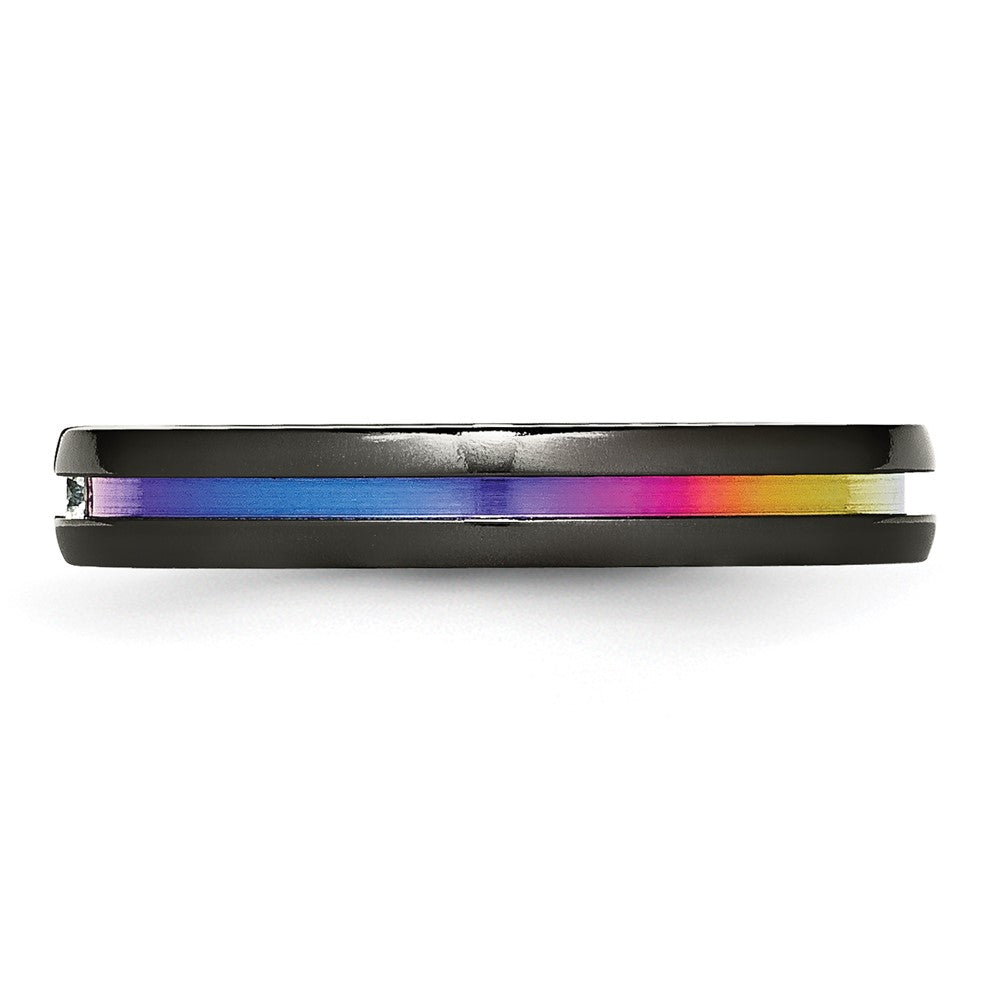 Titanium Black Ti Multi-colored Anodized w/3mm .10ct dia. 4mm Band
