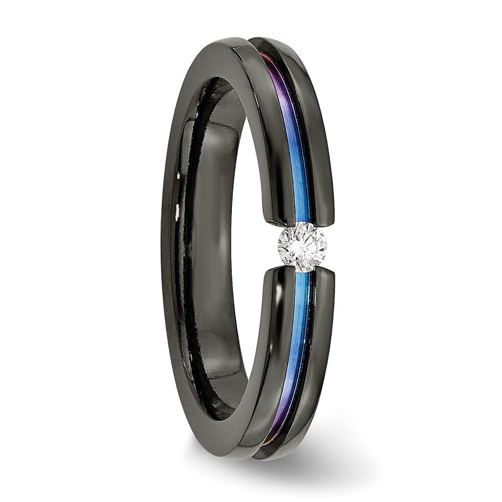 Titanium Black Ti Multi-colored Anodized w/3mm .10ct dia. 4mm Band