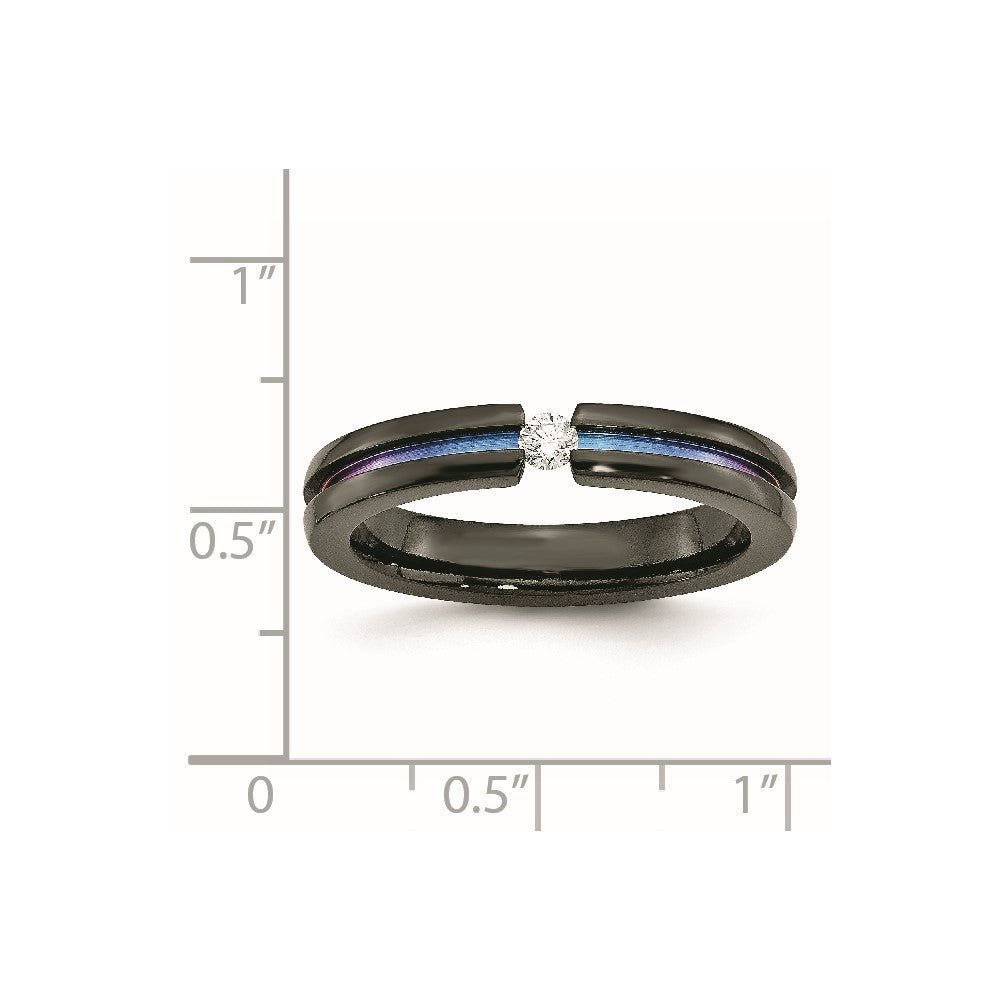 Titanium Black Ti Multi-colored Anodized w/3mm .10ct dia. 4mm Band