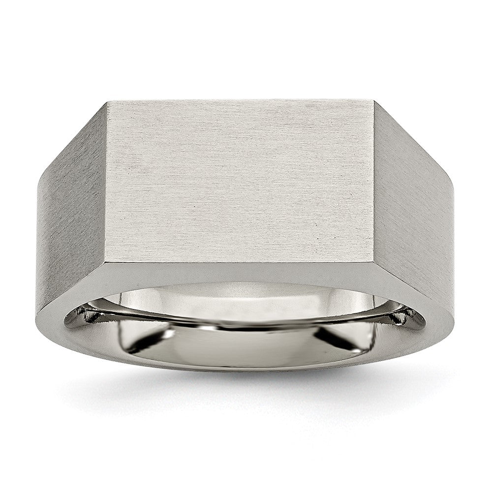 Chisel Titanium Brushed and Polished Signet Ring