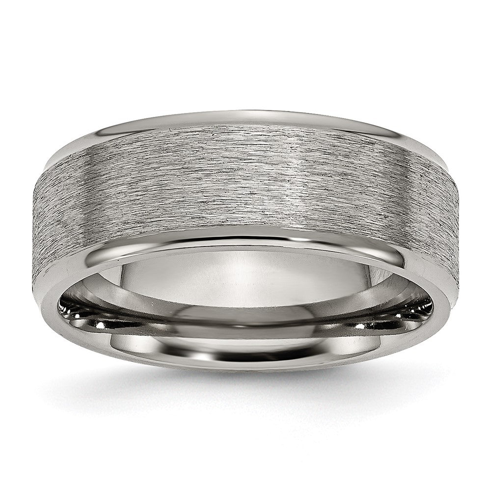 Chisel Titanium Brushed Center 8mm Ridged Edge Band