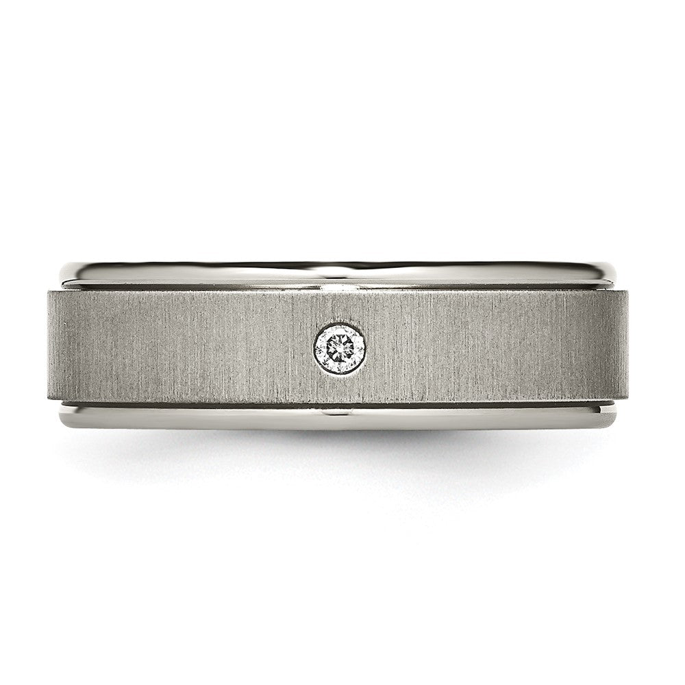 Chisel Titanium Brushed and Polished .05 Carat Diamond Rounded Edge 7mm Band