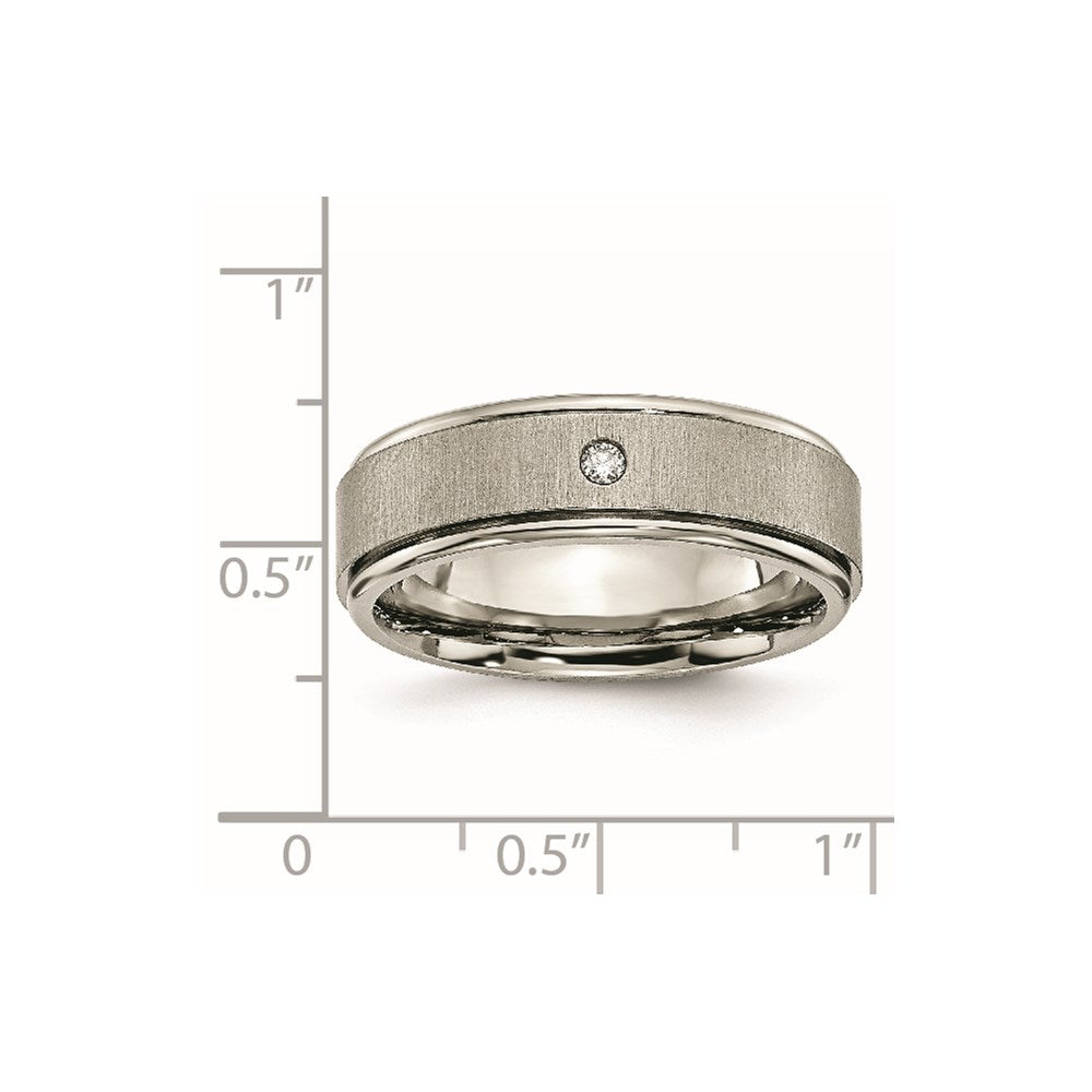 Chisel Titanium Brushed and Polished .05 Carat Diamond Rounded Edge 7mm Band