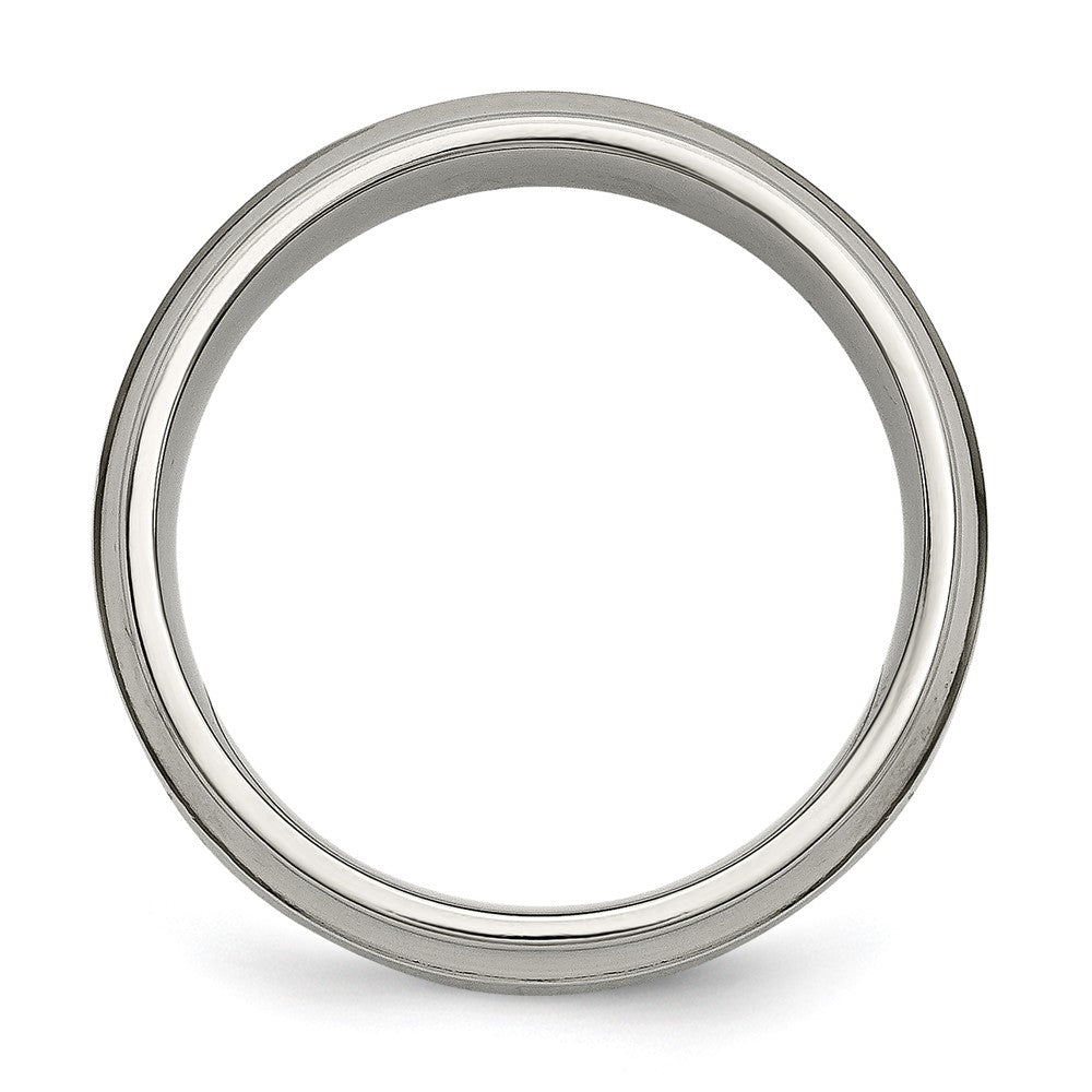 Chisel Titanium Polished 1/5 Carat Diamond Ridged Edge 7mm Band