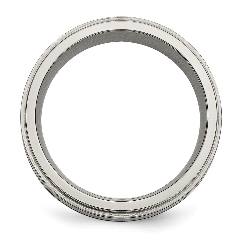 Chisel Titanium Brushed Polished and Enameled 1/2 Carat Diamond 9mm Band