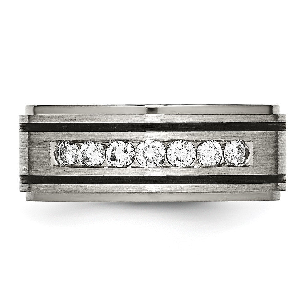 Chisel Titanium Brushed Polished and Enameled 1/2 Carat Diamond 9mm Band