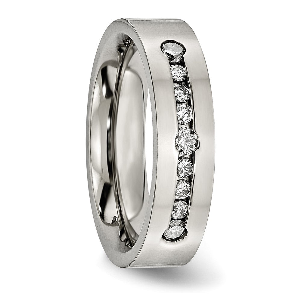 Titanium Polished 1/2 ct tw. Diamond 6mm Band