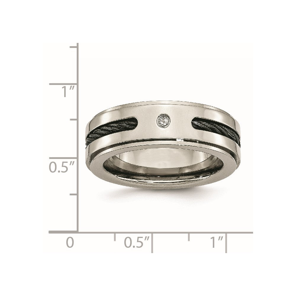 Titanium Polished Black IP-plated Cable/0.035ct. Diamond Band