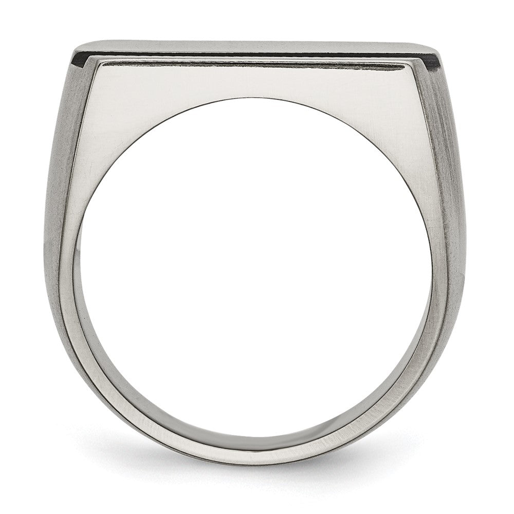 Titanium Grey Ti Brushed/Polished Blue Annodized Stripe Ring