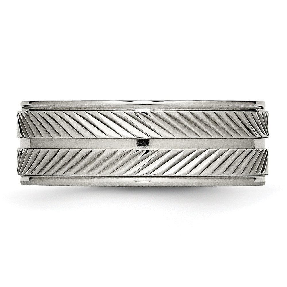 Titanium Polished 8mm Grooved Band