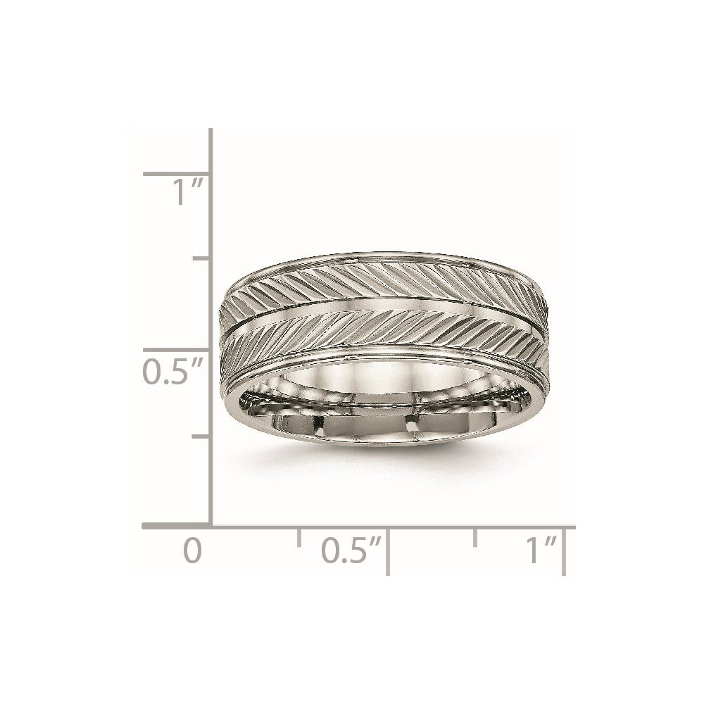 Titanium Polished 8mm Grooved Band