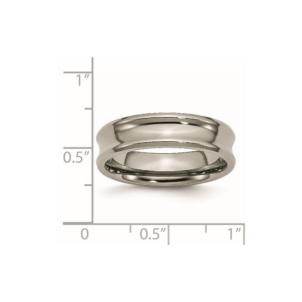 Titanium Polished Concave 6mm Beveled Edge Band