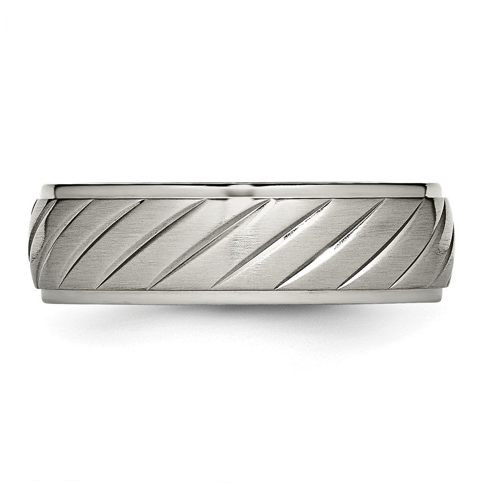 Chisel Titanium Brushed and Polished 7mm Grooved Band