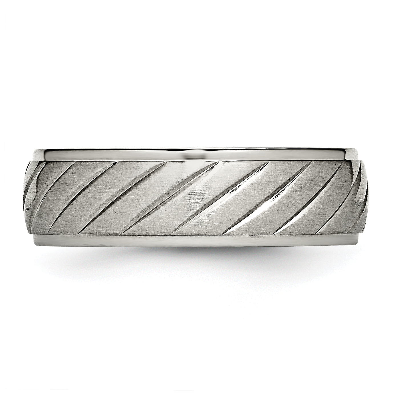 Chisel Titanium Brushed and Polished 7mm Grooved Band