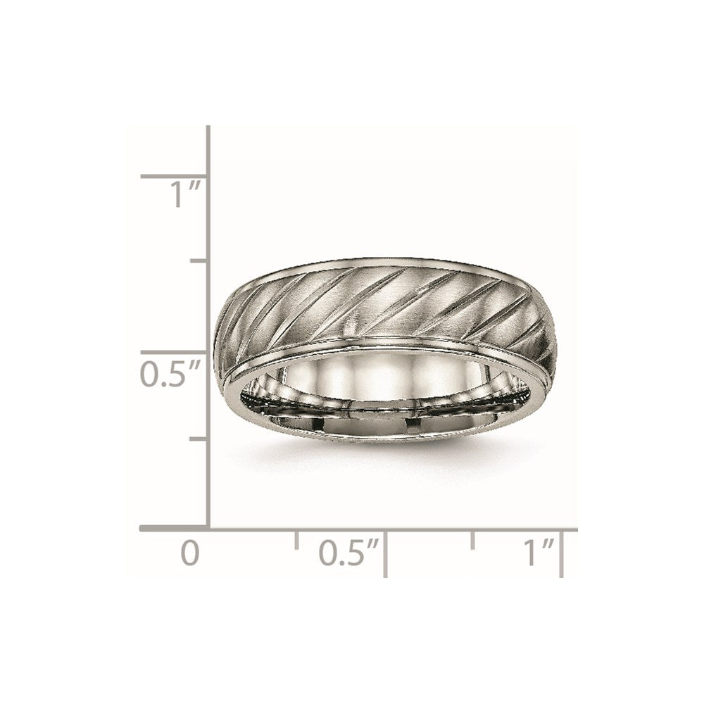 Chisel Titanium Brushed and Polished 7mm Grooved Band