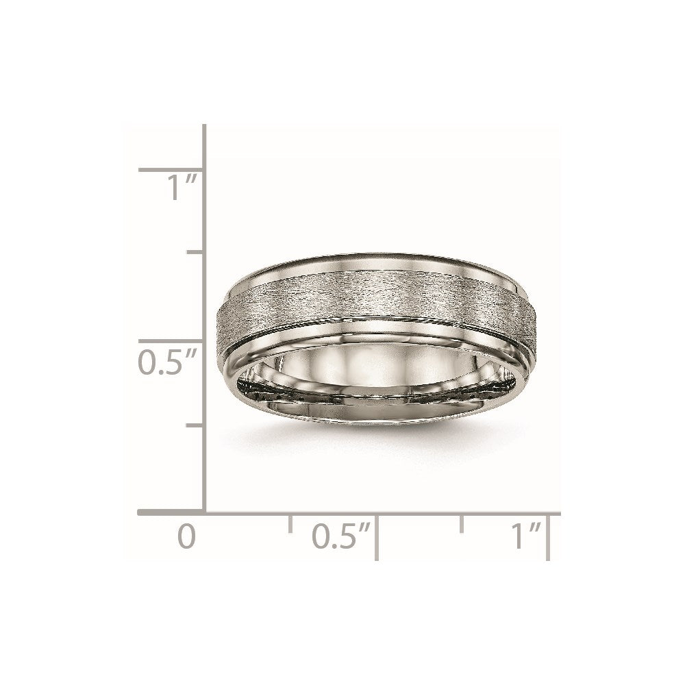 Chisel Titanium Brushed Center 7mm Ridged Edge Band