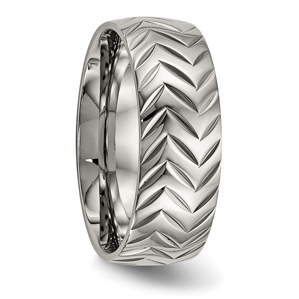 Chisel Titanium Polished Diamond Cut 8mm Band