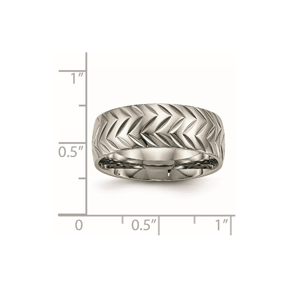 Chisel Titanium Polished Diamond Cut 8mm Band