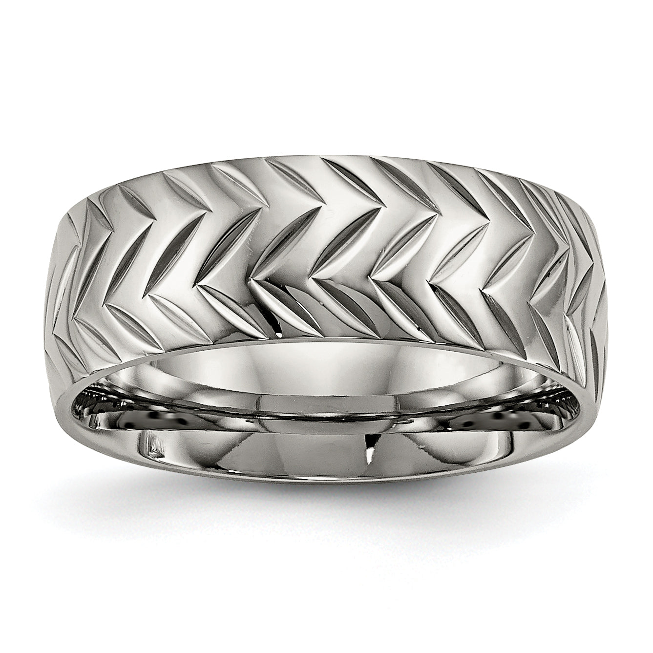 Chisel Titanium Polished Diamond Cut 8mm Band