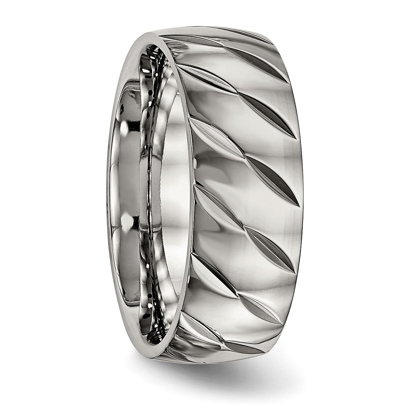 Titanium Polished Diamond Cut 8mm Band
