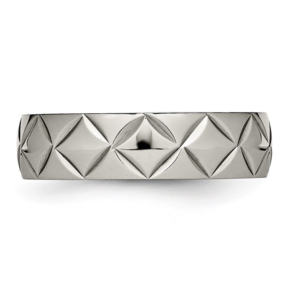 Titanium Polished Diamond Cut 6mm Band