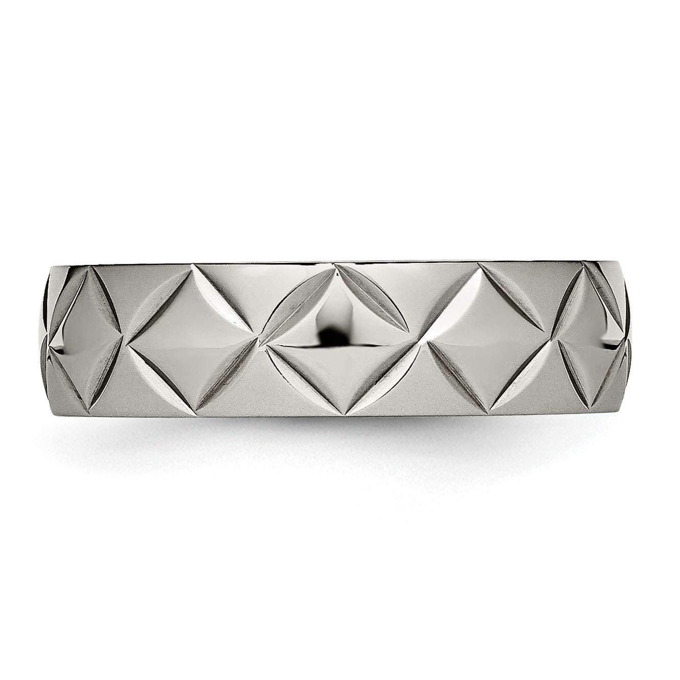 Titanium Polished Diamond Cut 6mm Band