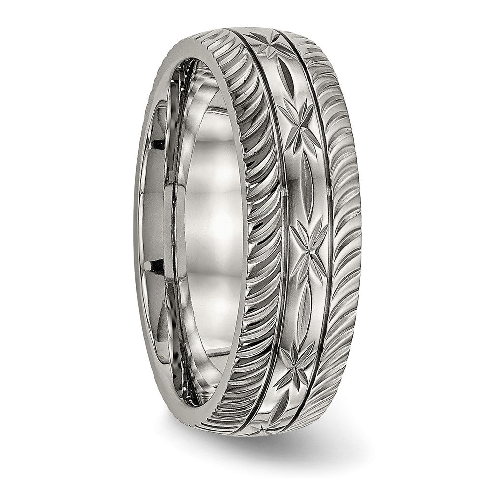 Chisel Titanium Polished Diamond Cut 7mm Band