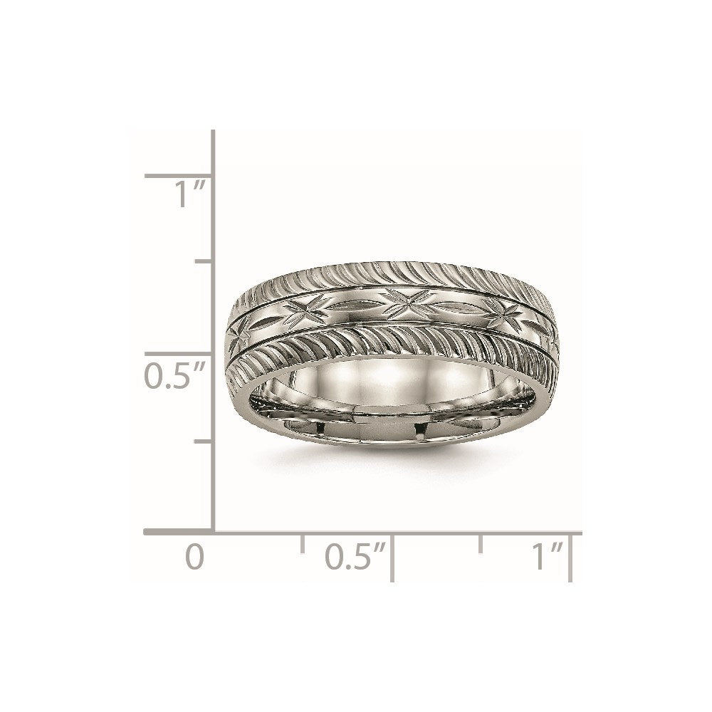 Chisel Titanium Polished Diamond Cut 7mm Band