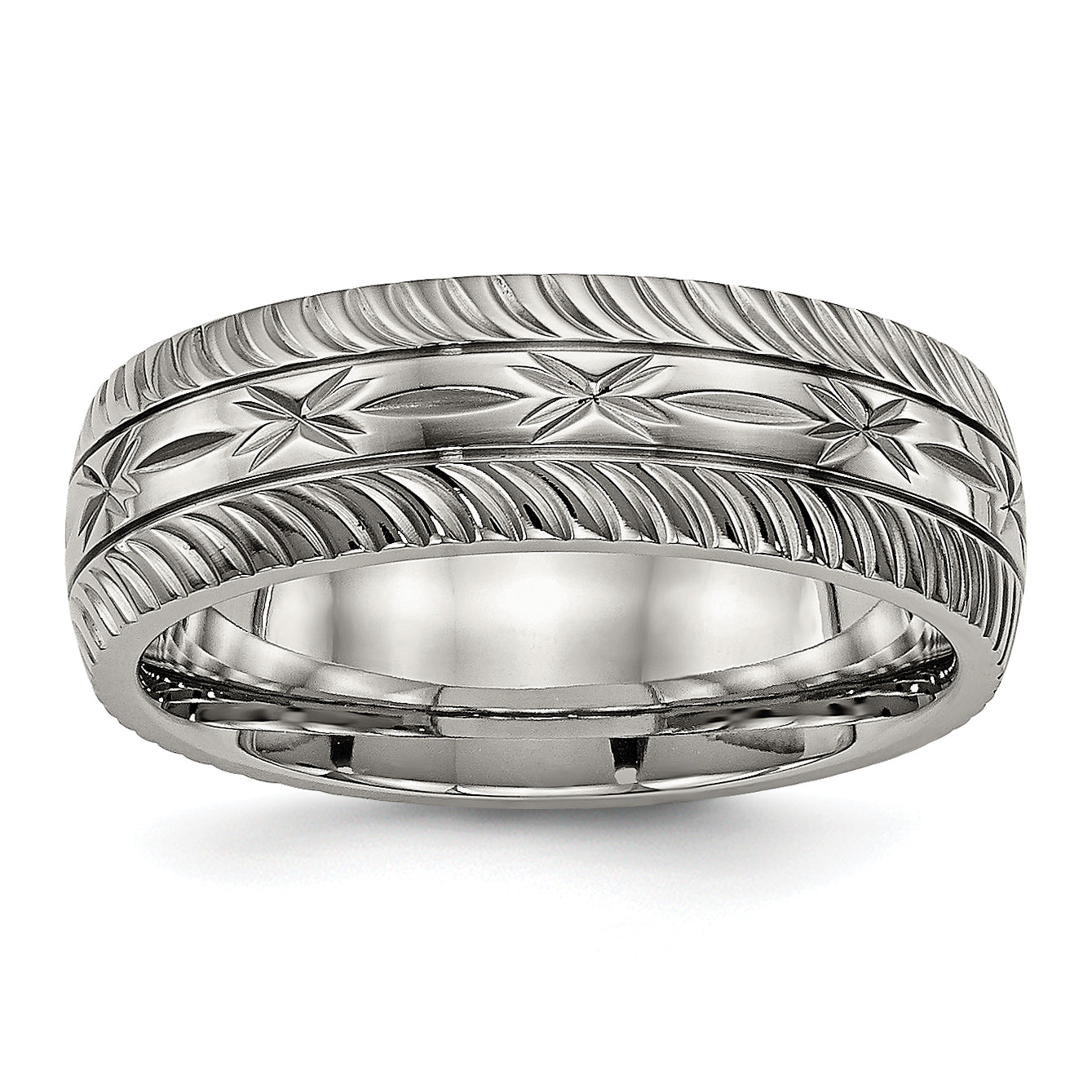 Chisel Titanium Polished Diamond Cut 7mm Band