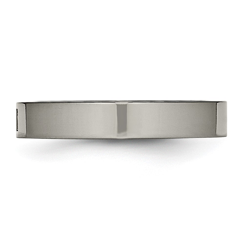 Chisel Titanium Polished with CZ 4mm Flat Comfort Fit Band