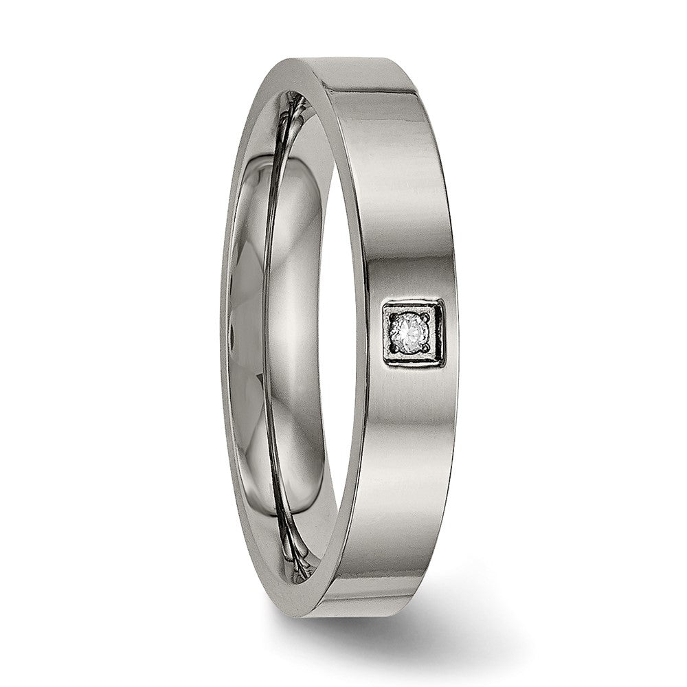 Chisel Titanium Polished with CZ 4mm Flat Comfort Fit Band