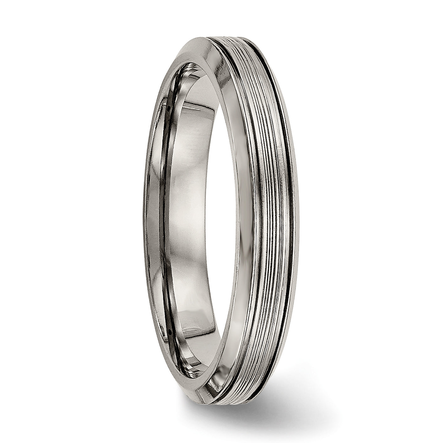 Chisel Titanium Polished 3.75mm Grooved Comfort Fit Band
