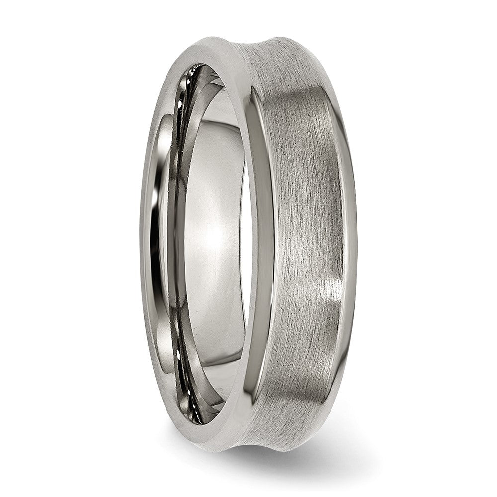 Chisel Titanium Brushed and Polished Concave 6mm Beveled Edge Band