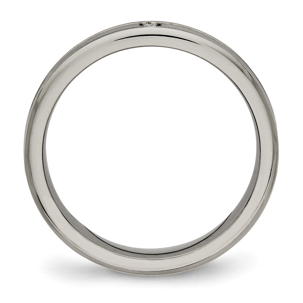 Titanium Polished with CZ 3.75mm Grooved Comfort Fit Band