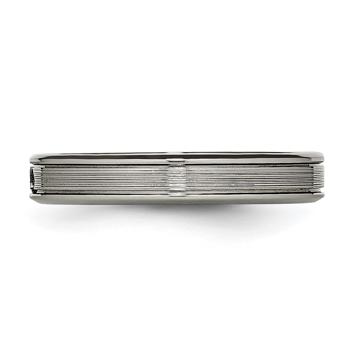 Titanium Polished with CZ 3.75mm Grooved Comfort Fit Band