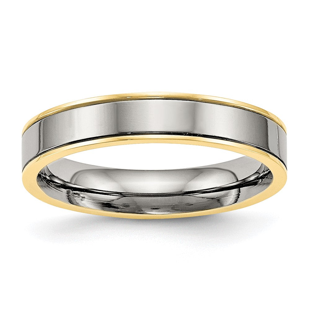 Chisel Titanium Polished Yellow IP-plated 5mm Grooved Comfort Fit Band