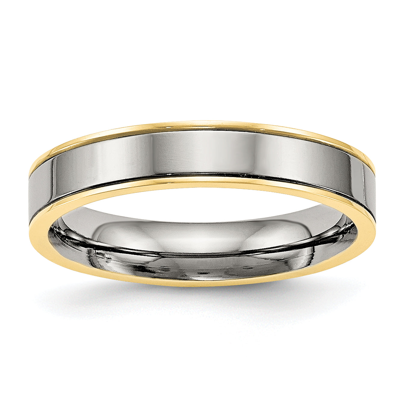 Chisel Titanium Polished Yellow IP-plated 5mm Grooved Comfort Fit Band