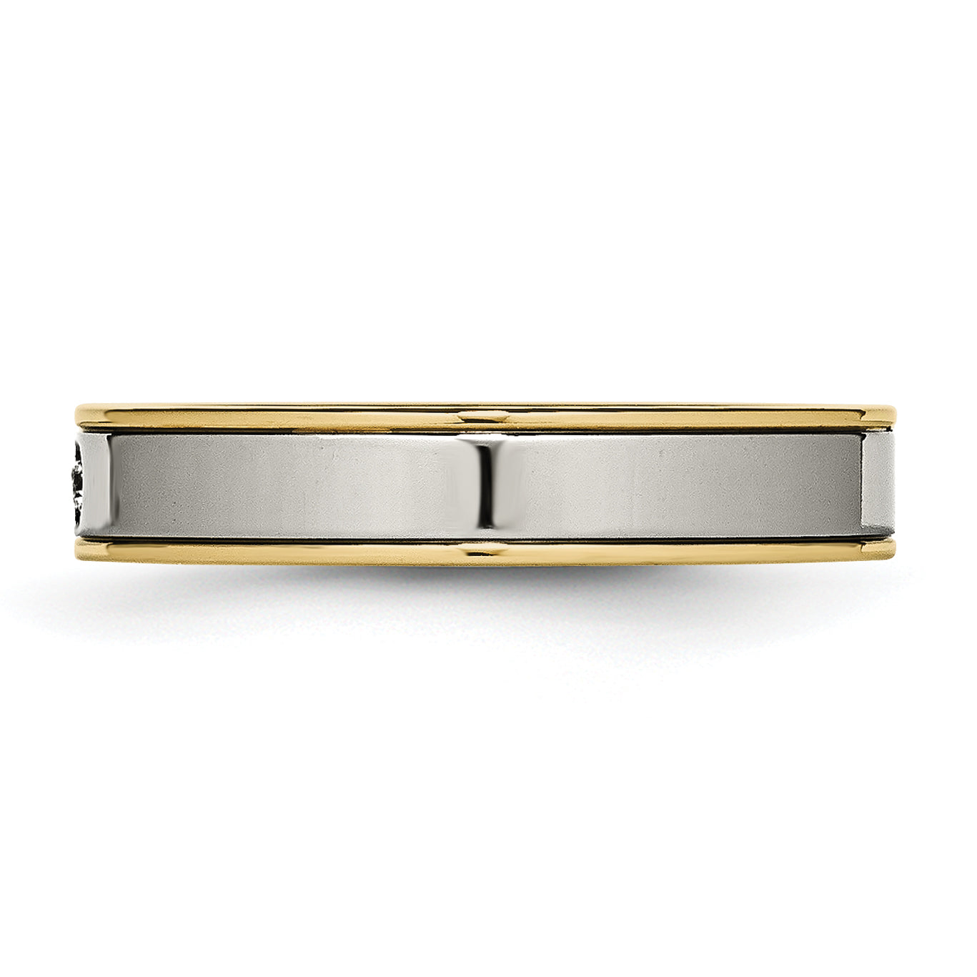 Chisel Titanium Polished Yellow IP-plated with CZ 5mm Grooved Comfort Fit Band