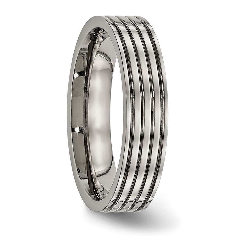Titanium Polished 5mm Grooved Comfort Fit Band