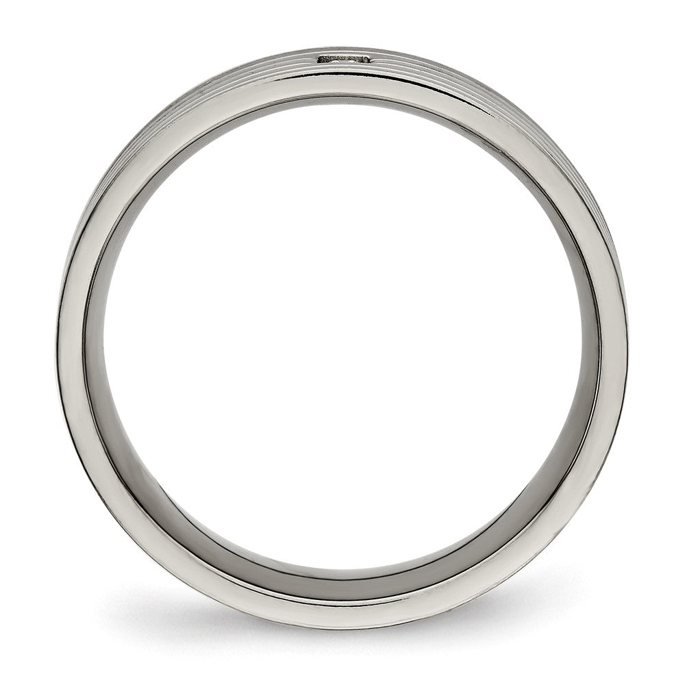 Titanium Polished w/CZ 5mm Grooved Comfort Fit Band