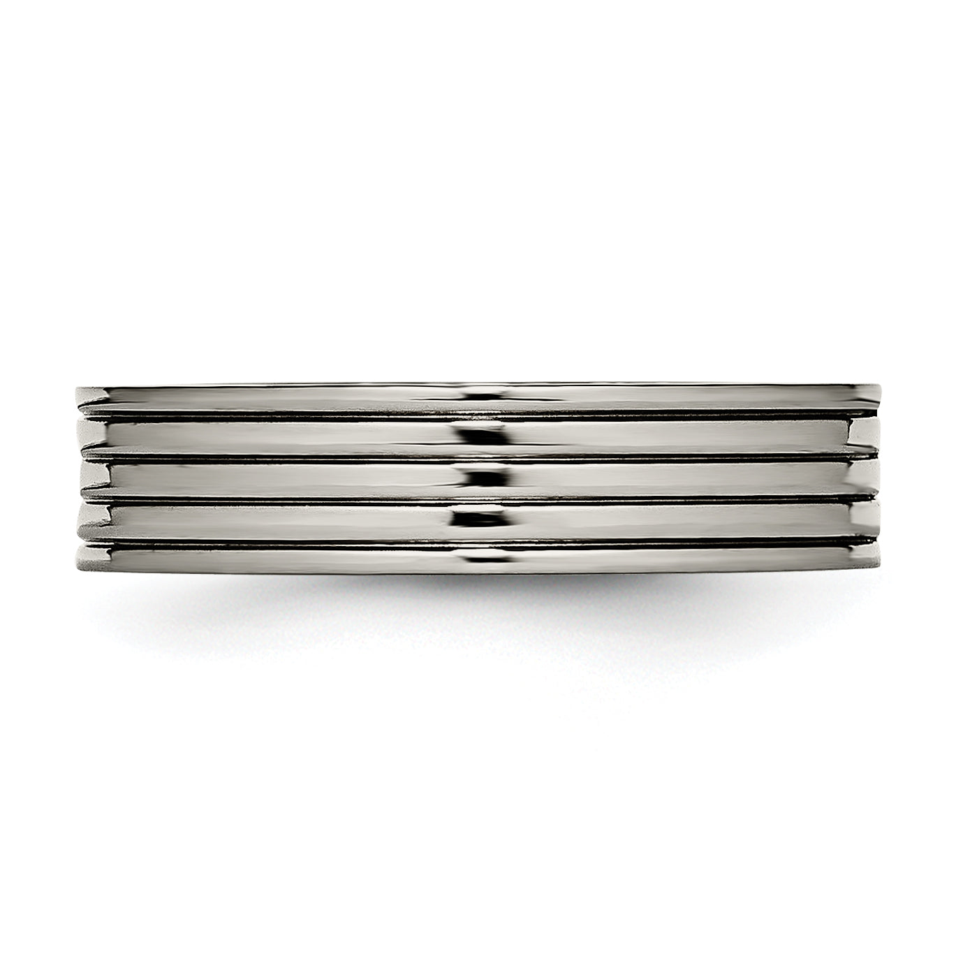 Titanium Polished w/CZ 5mm Grooved Comfort Fit Band